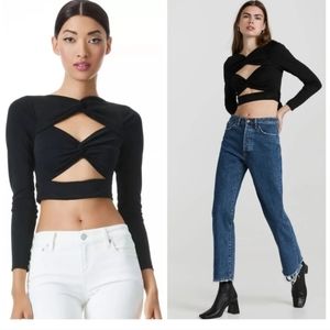 Alice + Olivia Amelie Cutout Twist Tie Crop Top Size Small